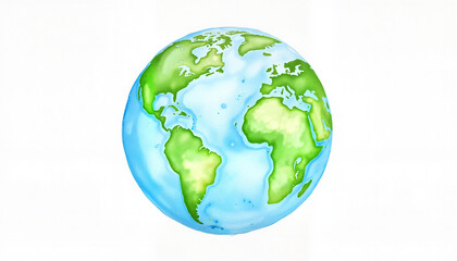 Watercolor illustration of Earth globe in bright colors  