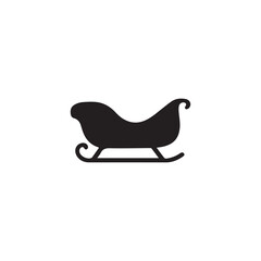 Simple black silhouette of a Christmas sleigh.A solid black silhouette of a traditional Christmas sleigh.
