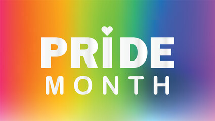  Colorful Pride Month banner featuring a rainbow heart and vibrant gradient background, symbolizing LGBTQ+ love, equality, and celebration in June.