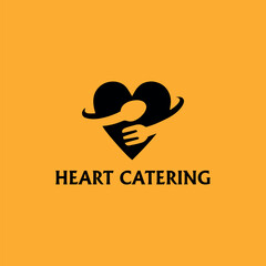 heart food catering logo design vector