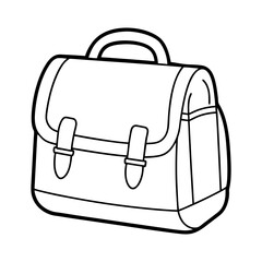 coloring page of beautiful school bag line art vector