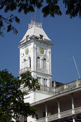 The clock tower of the House of Wonders in Stone Town, Zanzibar, Tanzania