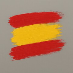 Obraz premium Spanish flag brushstrokes on gray background. AI-generated.