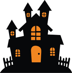 Spooky Halloween Haunted House Vector Illustration – Creepy Night Scene
