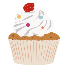 Vanilla garnish cupcake illustration