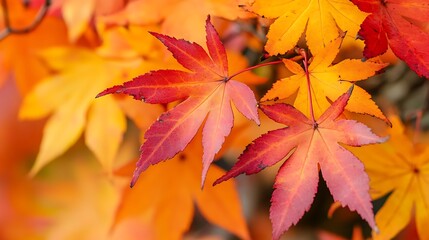 Close-up view of vibrant autumn leaves.