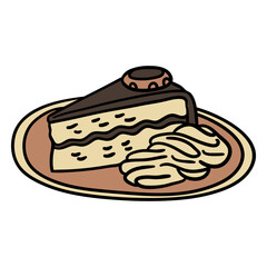 Sacher cake austrian dish handdrawn color element