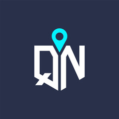 QN Location Logo Design for Recruitment and Navigation - Letter QN Logo Vector Icon