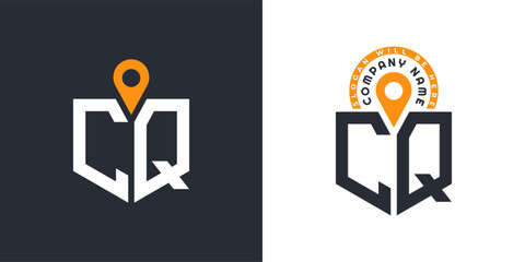 CQ Location Logo Bundle. Letter CQ Logo Dual Vector Icons for Recruitment and Navigation