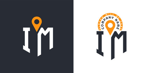 IM Location Logo Bundle. Letter IM Logo Dual Vector Icons for Recruitment and Navigation