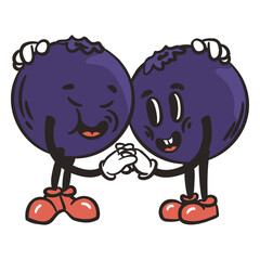Retro cartoon blueberries character