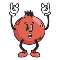Retro cartoon pomegranate character