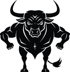 bull in black and white