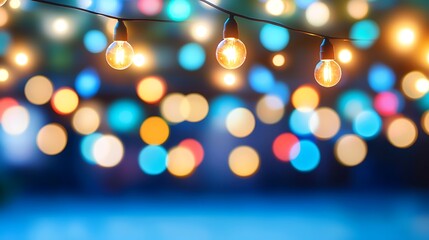 Circular bokeh lights forming an abstract cityscape, glowing softly in various hues, creating an ethereal, blurred city background.