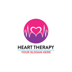 heart therapy logo design vector
