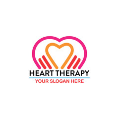 heart therapy logo design vector