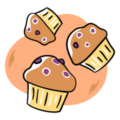 Blueberry muffins color stroke