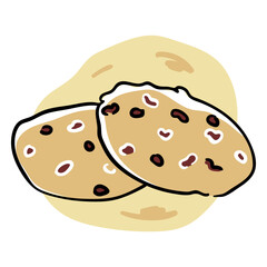 Chocolate chips cookies design color stroke