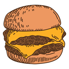 Food illustration hamburger