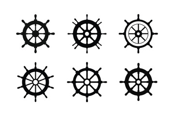 Obraz premium Cruise ship wheel helm silhouette illustration, Cruise ship wheel helm silhouette vector 