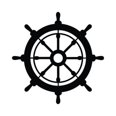 Obraz premium Cruise ship wheel helm silhouette illustration, Cruise ship wheel helm silhouette vector 