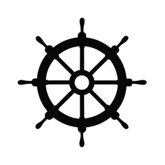 Obraz premium Cruise ship wheel helm silhouette illustration, Cruise ship wheel helm silhouette vector 