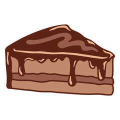 Chocolate piece of cake color stroke sweets