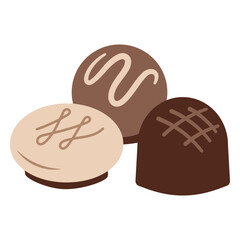 Chocolate candies flat sweet