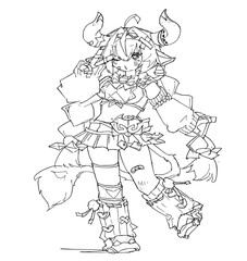 Drawn anime coloring pages illustration	