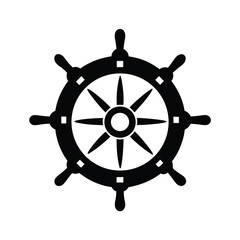 Obraz premium Cruise ship wheel helm silhouette illustration, Cruise ship wheel helm silhouette vector 
