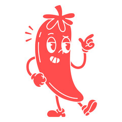 Cartoon character of a red chili pepper standing