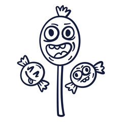 Black and white drawing of a lollipop