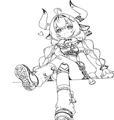 Drawn anime coloring pages illustration	