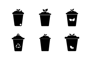 recycle bin icon set vector art