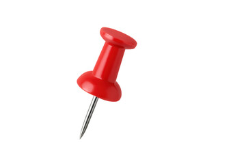 Classic red push pin on a transparent background, perfect for pinning notes, reminders, or marking locations