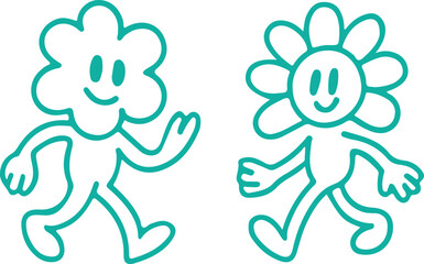 Vector logo design template and graphic elements for advertising, branding, posters and banners, funny cartoon illustrations with smiling character and mascot, abstract stickers and line icons