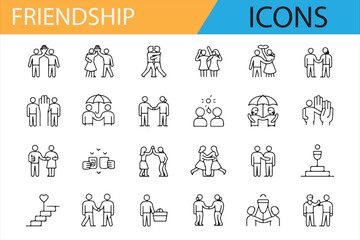 Collection of icons depicting handshakes, teamwork, and bonding for lifestyle projects.
