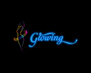 Glowing Body Logo Design – Futuristic Wellness & Beauty Emblem in Neon Style