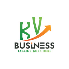 KV Finance Logo. Letter KV Logo Business Success. KV Growth Arrow Financial Success Logo Design