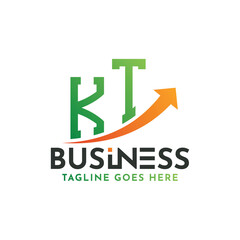 KT Finance Logo. Letter KT Logo Business Success. KT Growth Arrow Financial Success Logo Design