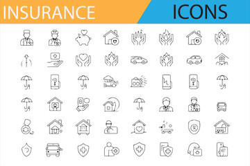 Collection of insurance symbols for use in healthcare, insurance, and finance sectors.