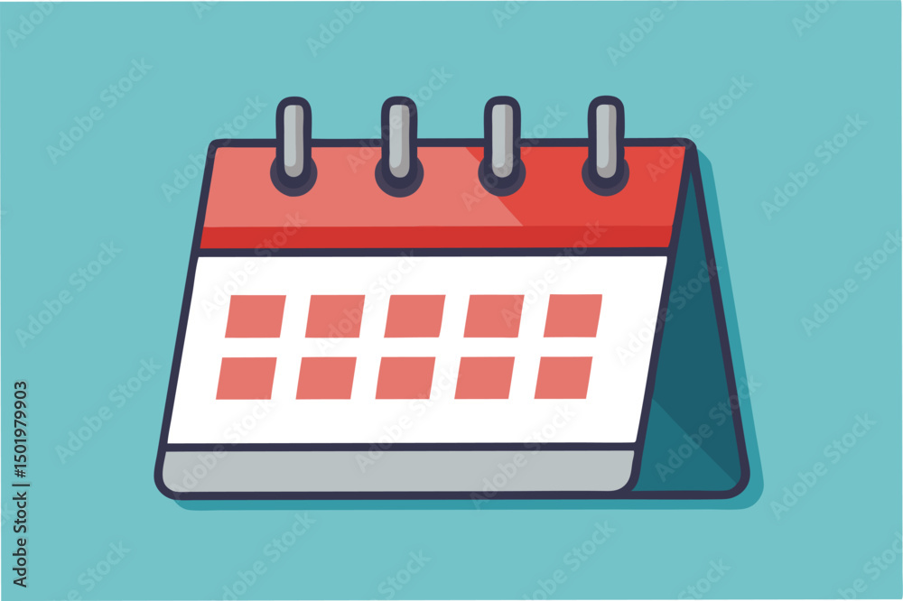 Fototapete vector illustration of a calendar with a red top and blue background used for planning and schedulin