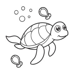 Whimsical Black & White Cartoon Fish – Minimalist Underwater Line Art