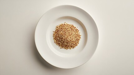 White Plate with Uncooked Quinoa Grains