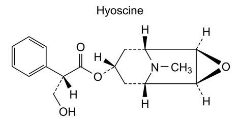 Chemical structure of hyoscine, drug substance