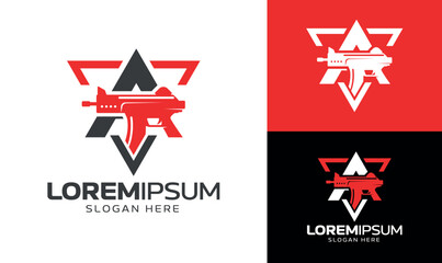Letter A With Gun Logo Art & Illustration