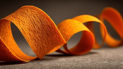   An array of orange circles resting atop a gray surface beside one another upon a tabletop