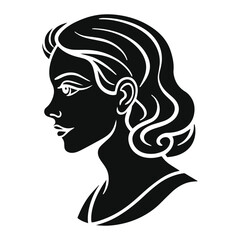 Stylized Black & White Woman’s Profile – Bold Geometric Minimalist Portrait