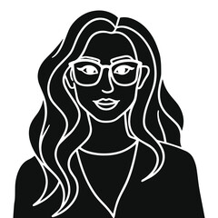 Minimalist Black & White Woman Portrait with Glasses