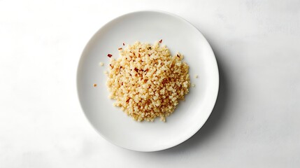 Cooked Quinoa on a White Plate
